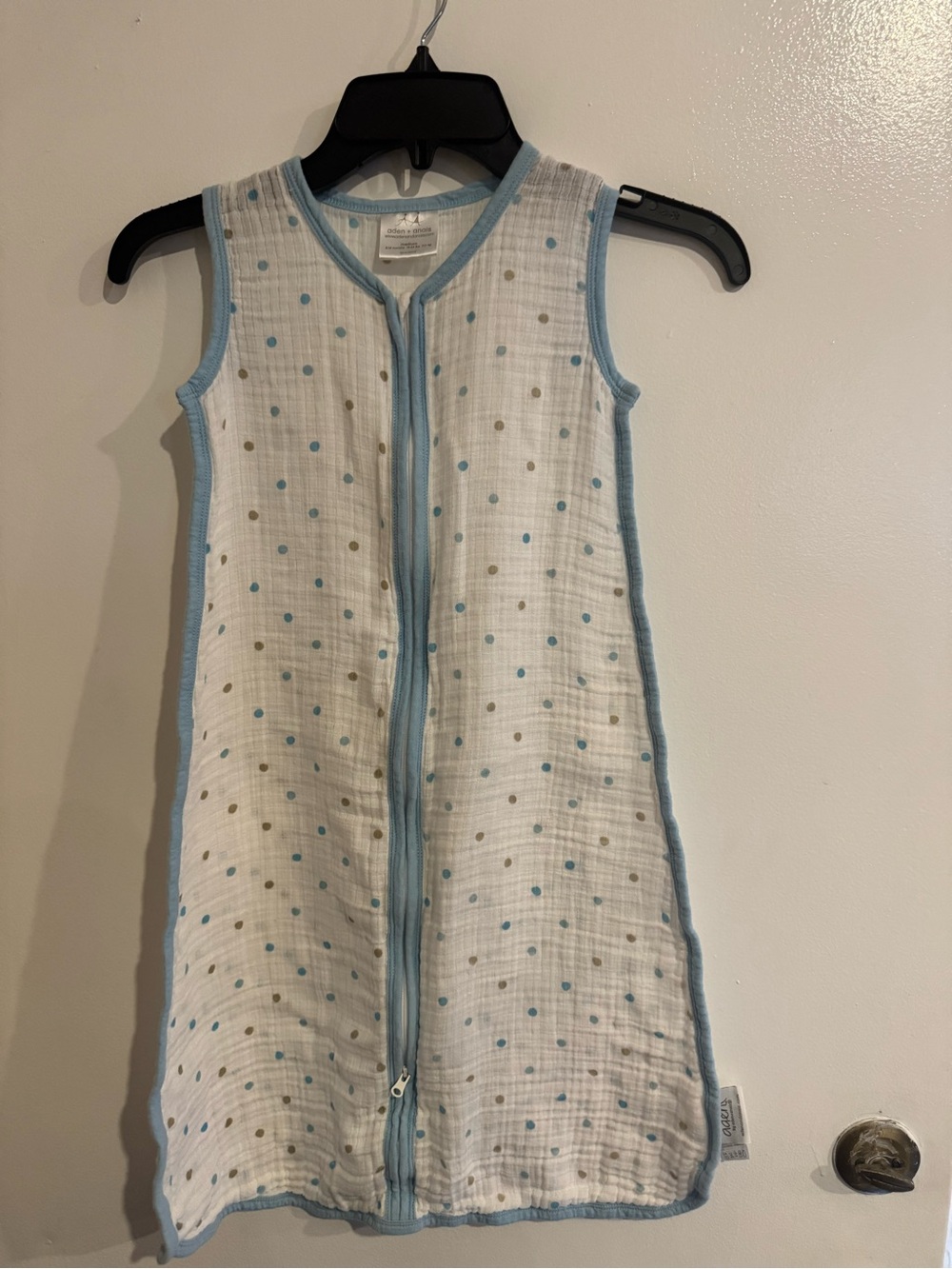 aden + anais Light Blue Trim Dot Muslin Sleep Sack